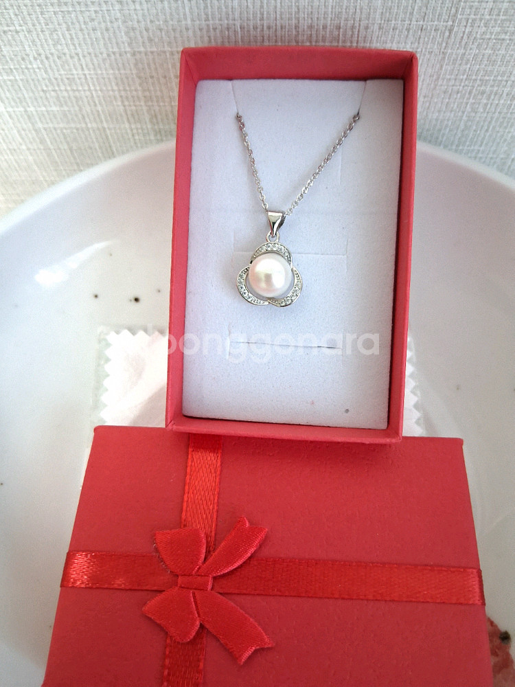 담수진주 화이트 목걸이 새상품--3