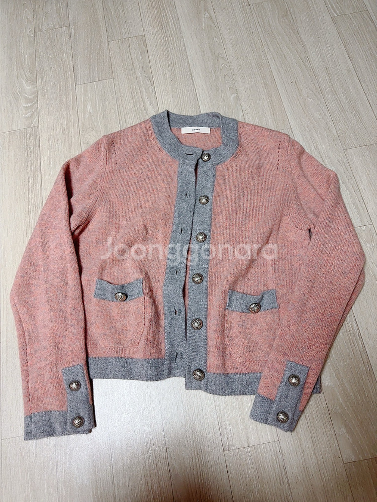 보웬 핑크 그레이 니트 가디건--0