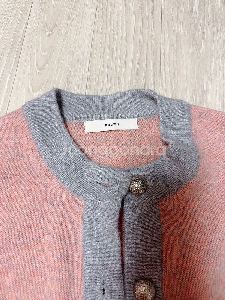 보웬 핑크 그레이 니트 가디건--1