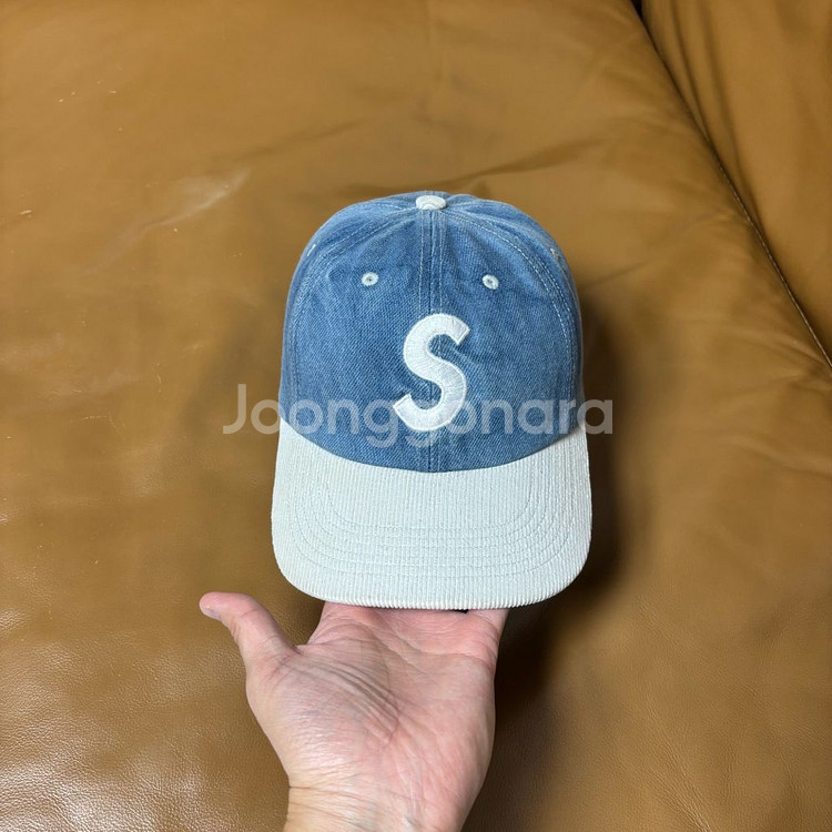 Supreme 슈프림 워시드 투톤 데님 S로고 6패널 볼캡 모자--1