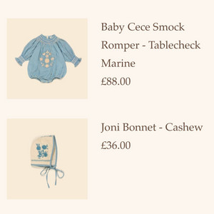 아폴리나 베이비 롬퍼 + 보넷 세트