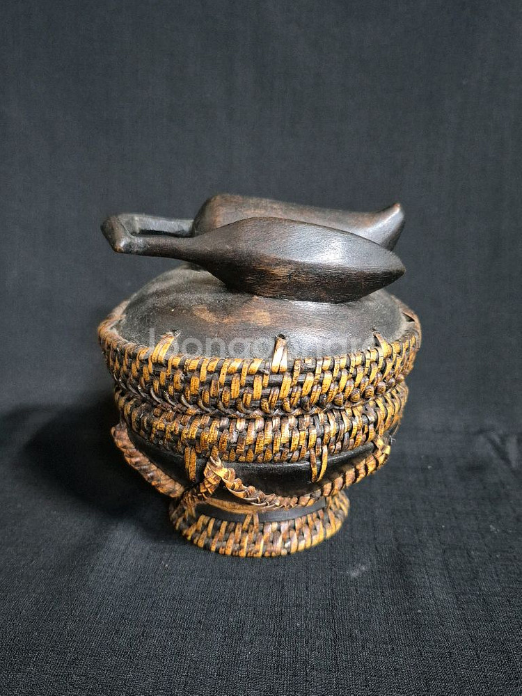 엔틱 대나무 나무 합 공예품 차도구--9