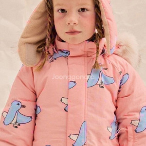 젤리멜로 버드 퍼 스노우 올인원슈트120 ,모자