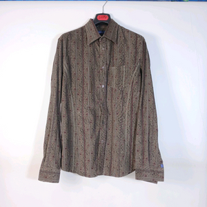 트루살디 밤색 스트라이프 남성 골덴 셔츠