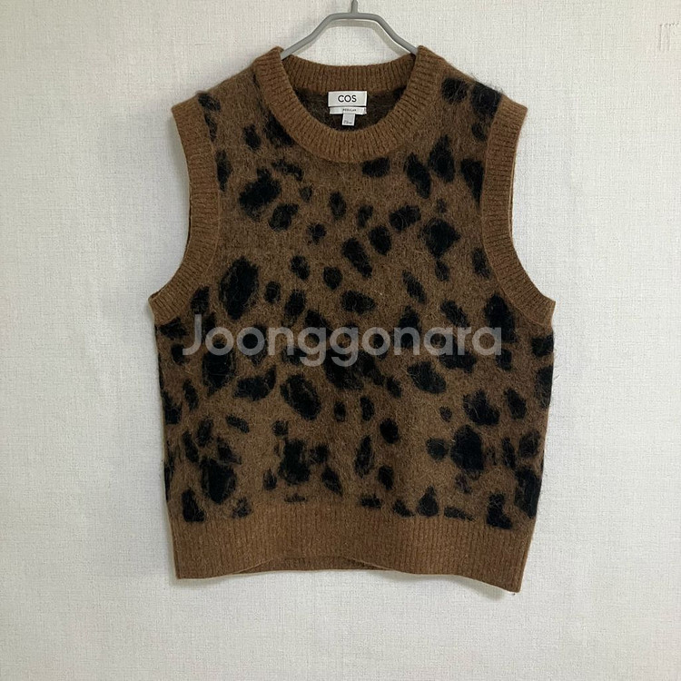 COS 코스 브라운 레오파드 니트 조끼--0
