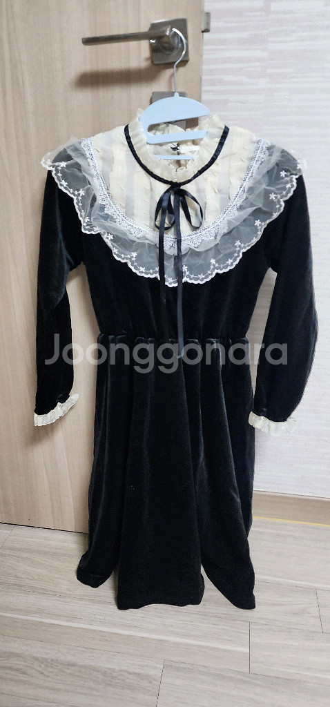 여아 벨벳 블랙 원피스--0