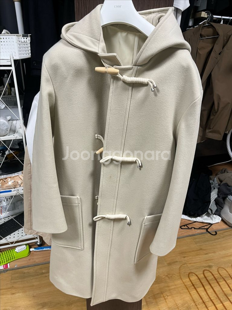 쿠어 MTR 오버핏 더플 코트 크림 L--0