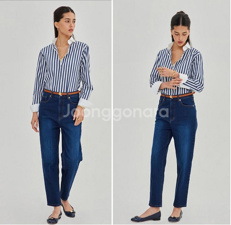 피브레노 프리미엄 데님진 블루&다크블루 m 새상품--7