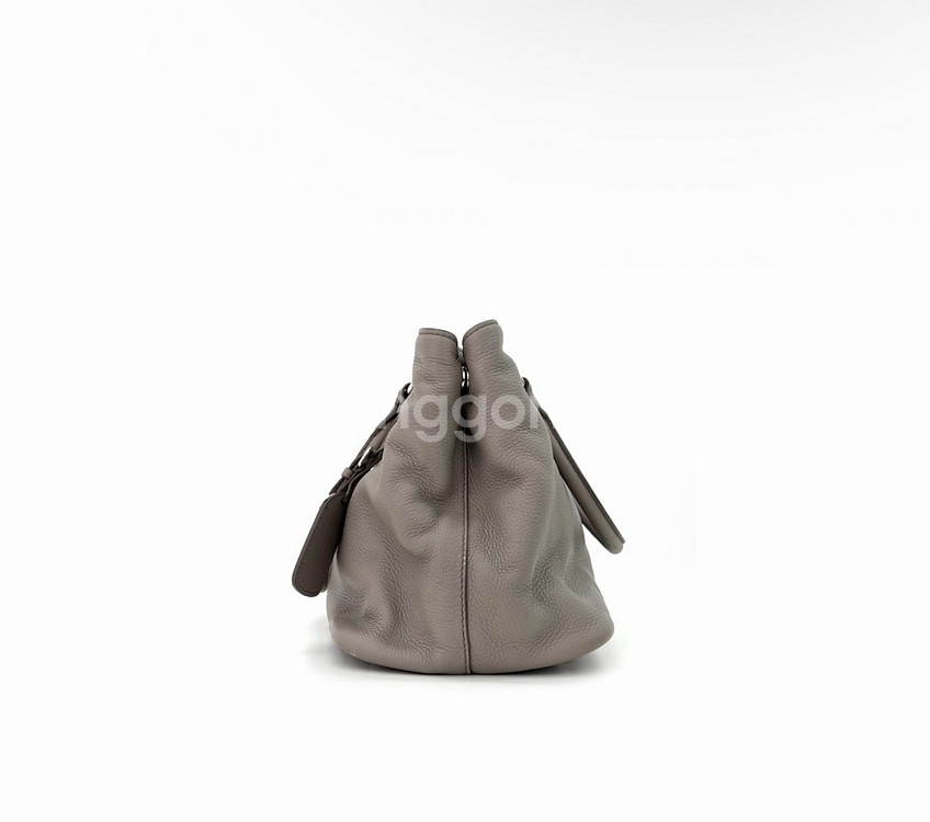 [OS] 프라다 비텔로 다이노 레더 탑 핸들 토트백 숄더백 그레이 은장--1