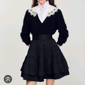 산드로 포플린 칼라 알파카 니트 탑 44 ~ 66