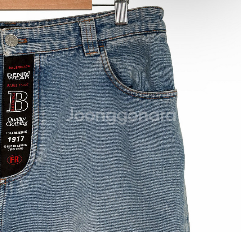 [31] 발렌시아가 남성 스케이터 데님 버뮤다 하프 반바지 쇼츠 연청--3