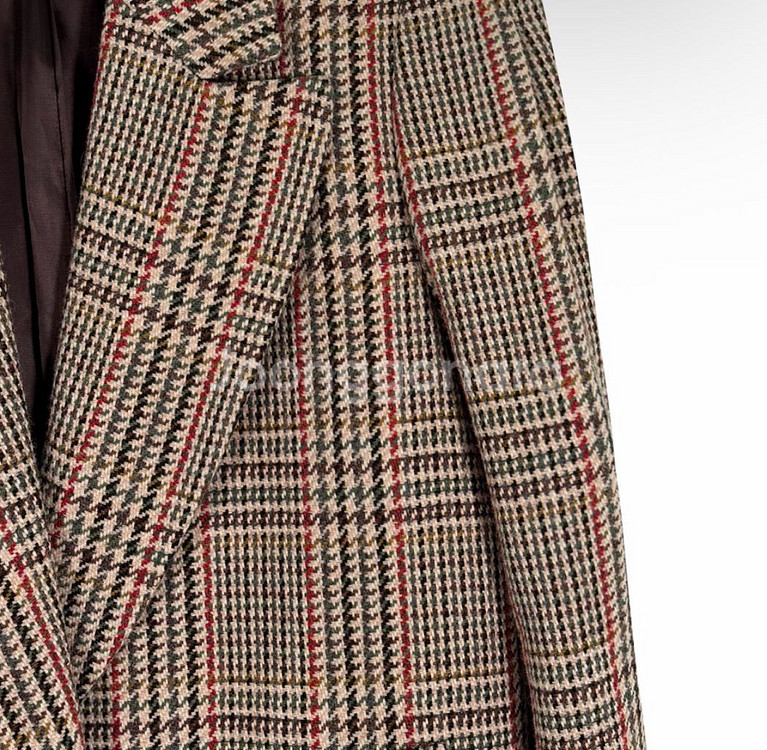 [36] 미우미우 여성 백로고 울 플래드 오버사이즈 체크 롱 코트 러스트--3