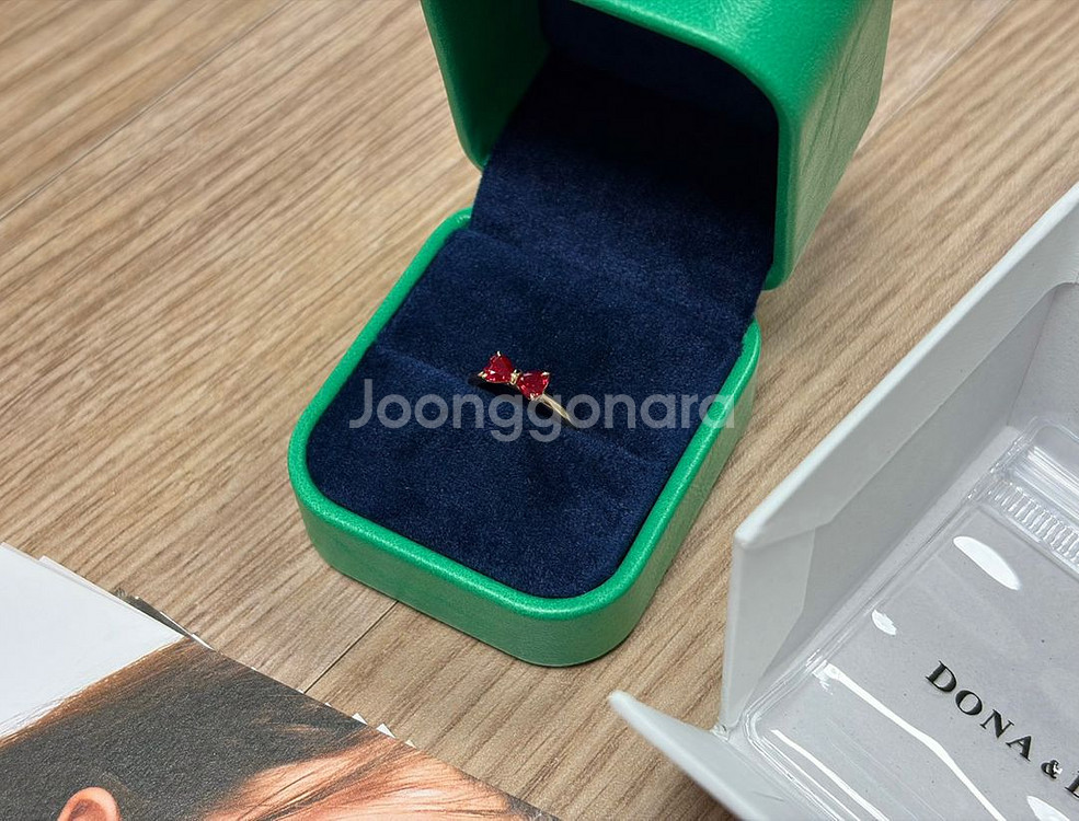 도나앤디 루비 하트 리본 반지--1