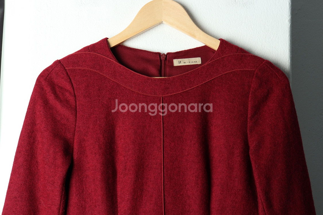 W(S) 브랜드빈티지 드레스 원피스 잇미샤 버건디 울--2