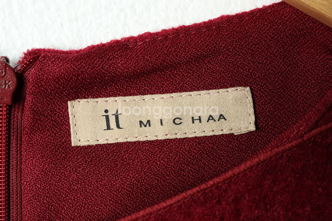 W(S) 브랜드빈티지 드레스 원피스 잇미샤 버건디 울--5