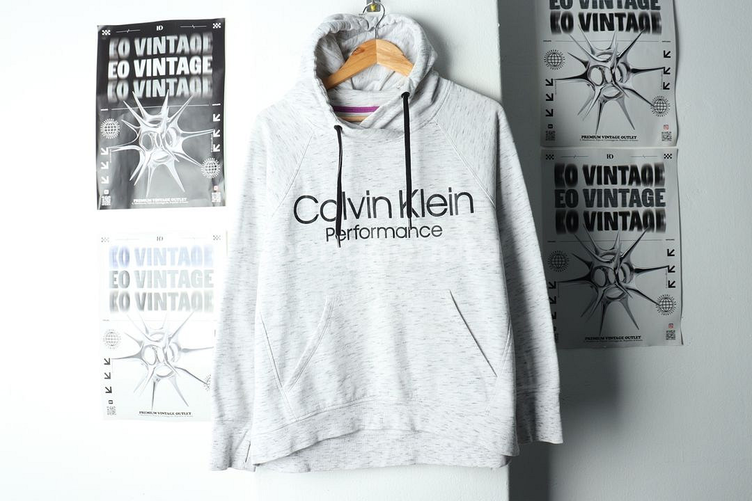 W(L) 캘빈클라인 후드티셔츠 멜란지그레이 빅로고--1