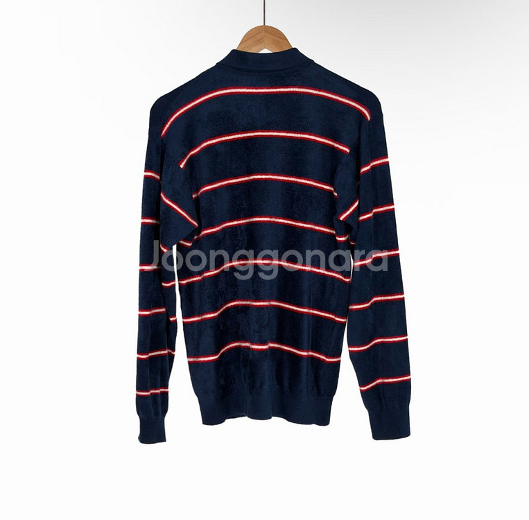 [36] 미우미우 스트라이프 비스코스 테리 폴로 카라 긴팔 셔츠 티셔츠--2