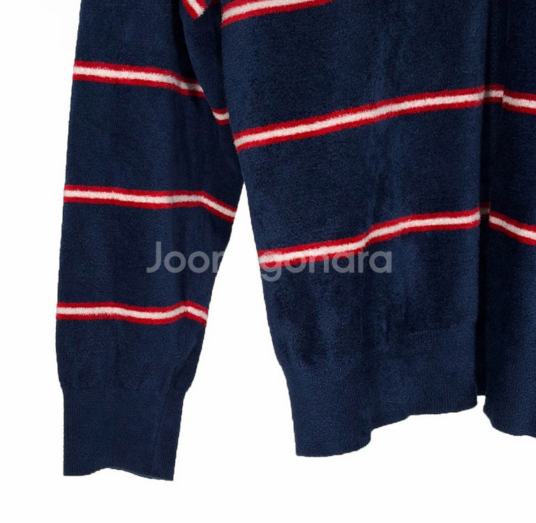 [36] 미우미우 스트라이프 비스코스 테리 폴로 카라 긴팔 셔츠 티셔츠--5