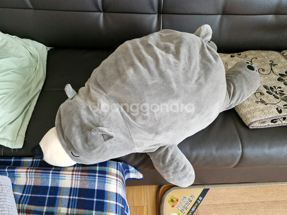 꿈꾸는 곰허그 쿠션 인형 베개 장난감 미들 사이즈 (회색)--0