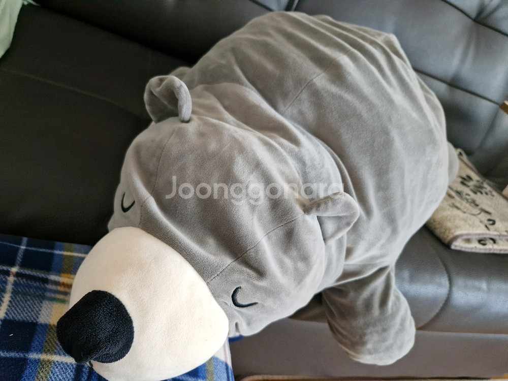 꿈꾸는 곰허그 쿠션 인형 베개 장난감 미들 사이즈 (회색)--3