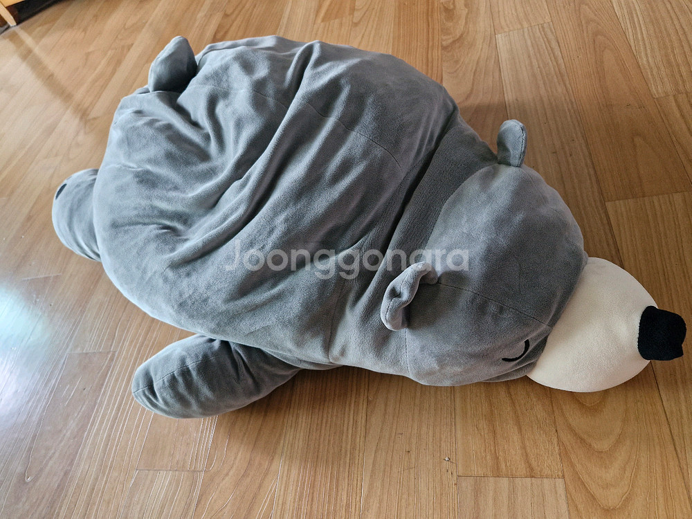 꿈꾸는 곰허그 쿠션 인형 베개 장난감 미들 사이즈 (회색)--6