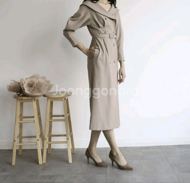 [새상품]헤링본 클래식벨트 롱하객 원피스--0