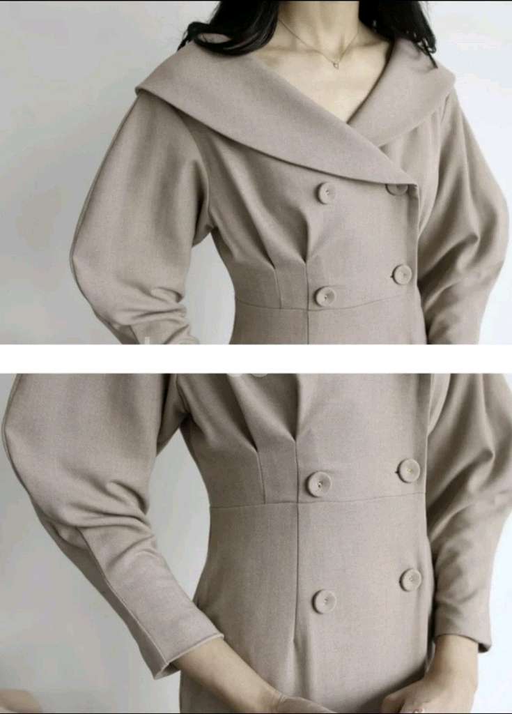 [새상품]헤링본 클래식벨트 롱하객 원피스--5