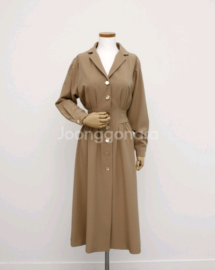 [새상품]헤링본 클래식벨트 롱하객 원피스--0