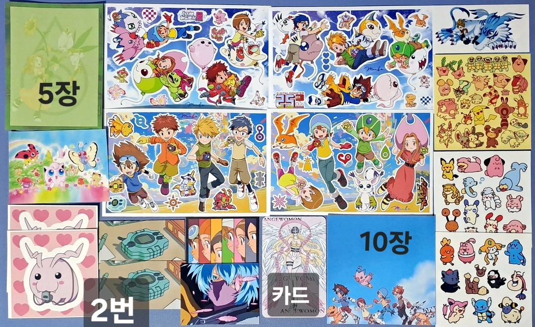 세트)포켓몬,디지몬 다꾸 세트 굿즈(애니인스,스티커,카드,메모지 이미지