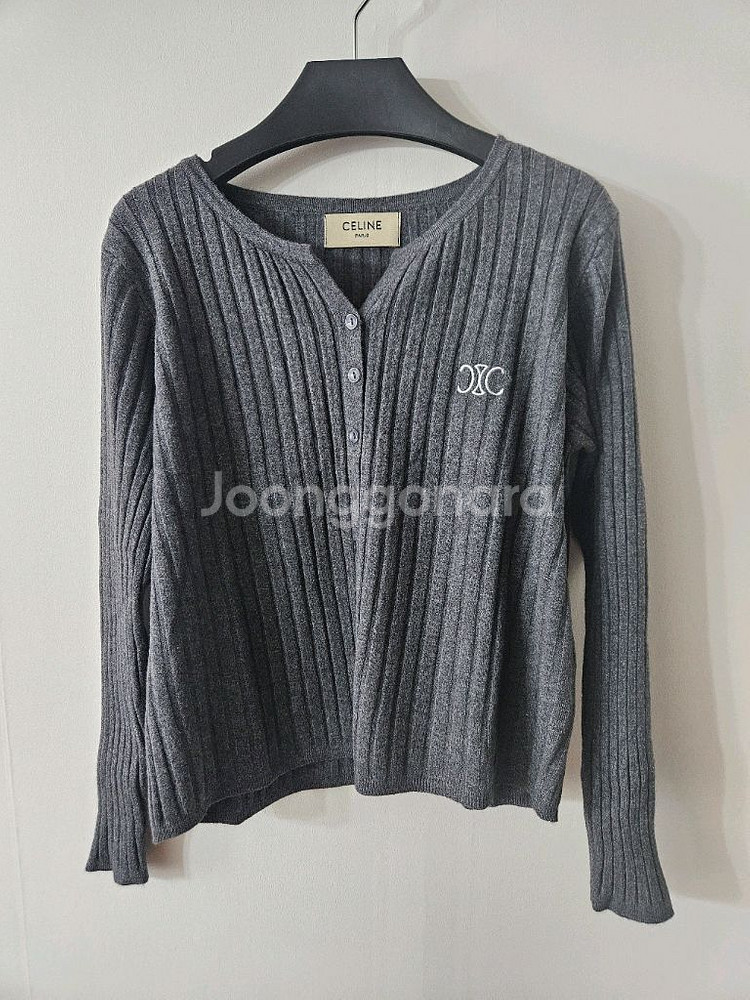 (새상품) 셀린느 그레이 리브 니트 가디건--0