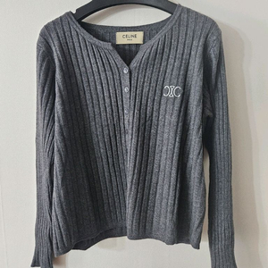 (새상품) 셀린느 그레이 리브 니트 가디건