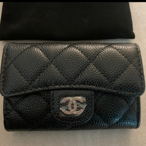 샤넬 스타일 캐비어 카드지갑 블랙 은장(신형)
