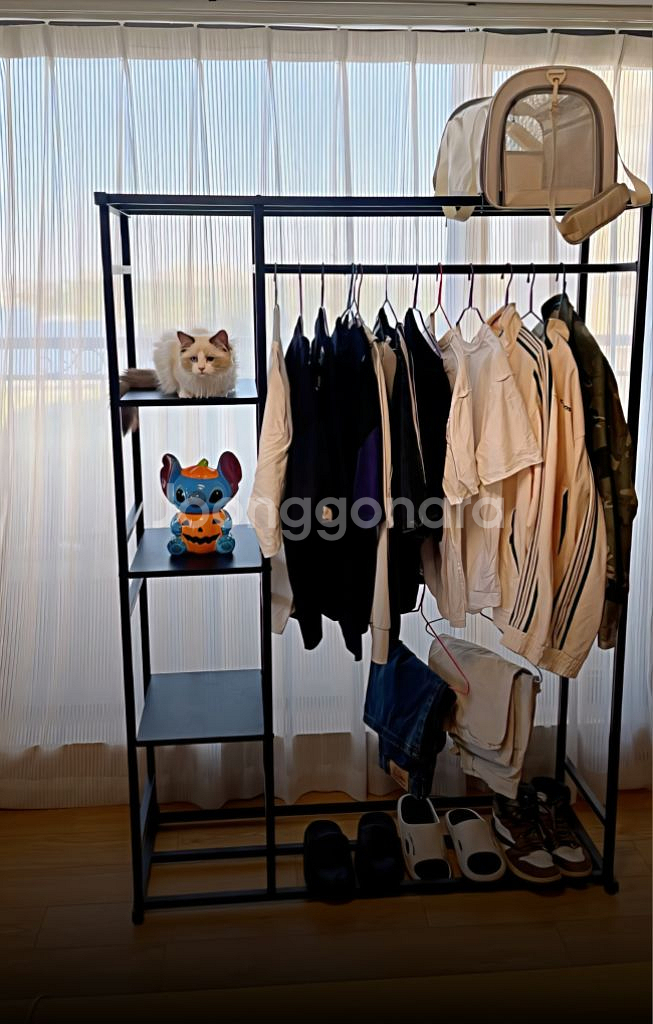 무료배송]시스템 행거 철제 옷장 바지걸이 선반 드레스룸--7