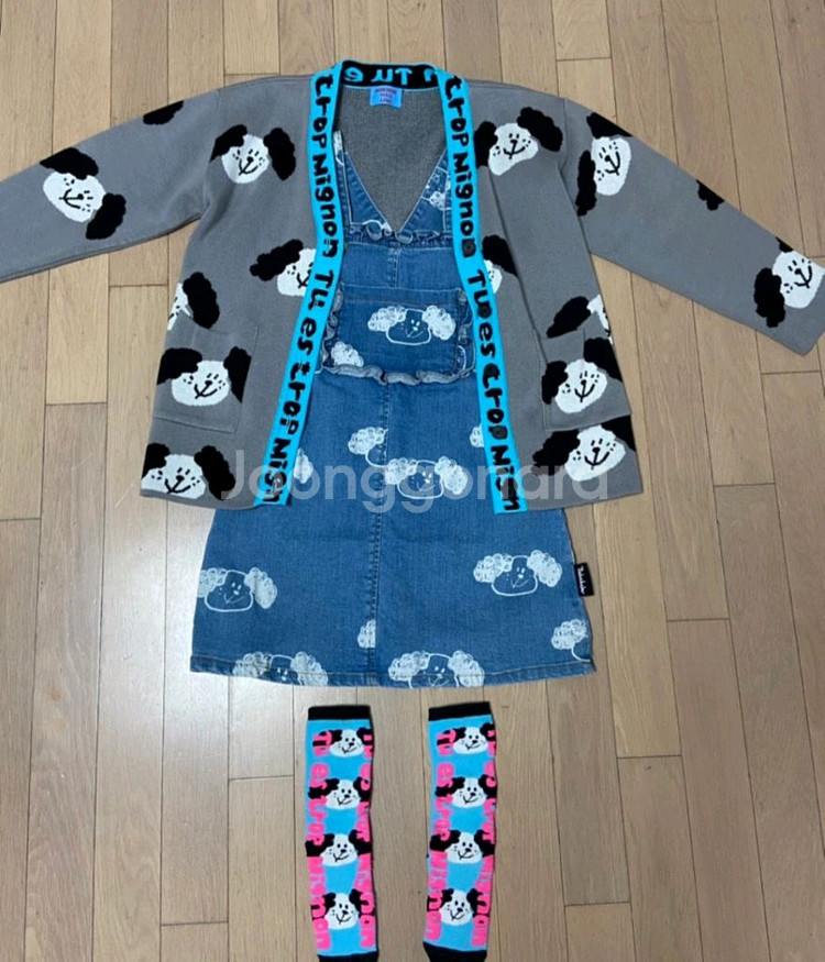 베베베베 청스커트 xl가디건 L니삭스 세트일괄--1