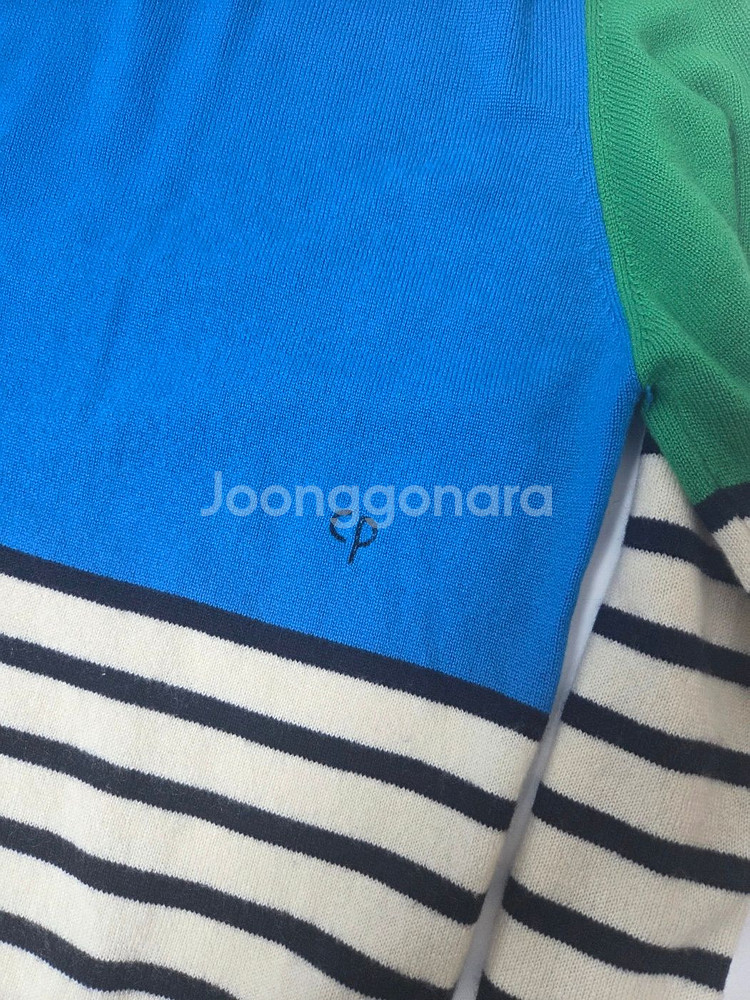 친티앤파커 캐시미어 스트레이트 긴팔 니트티 블루앤그린(S)--5