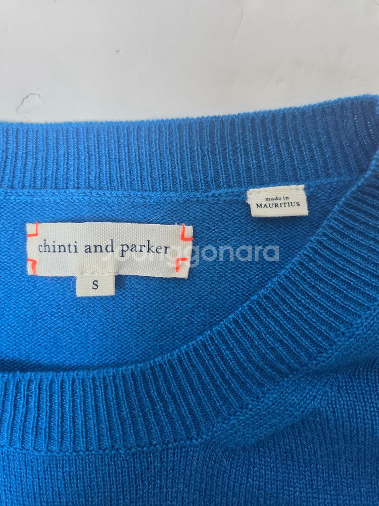 친티앤파커 캐시미어 스트레이트 긴팔 니트티 블루앤그린(S)--6