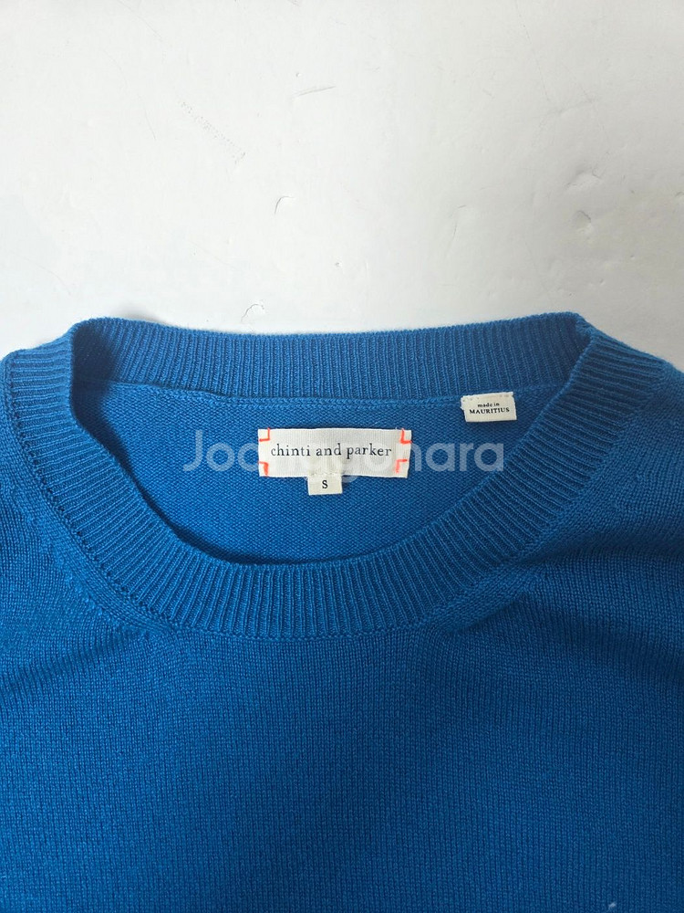 친티앤파커 캐시미어 스트레이트 긴팔 니트티 블루앤그린(S)--7