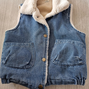 남아여아 유아 청 털조끼 130