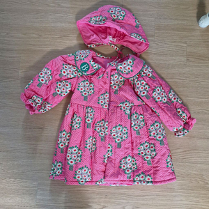 베베드피노 패딩원피스 모자세트 100