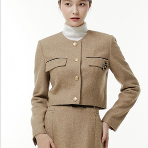 잇미샤 칼라리스 크롭 브라운 울 자켓