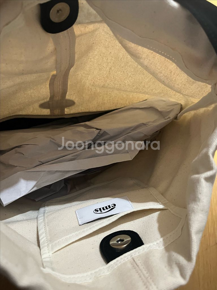 Emis 이미스 캔버스 숄더백 아이보리/블랙--7