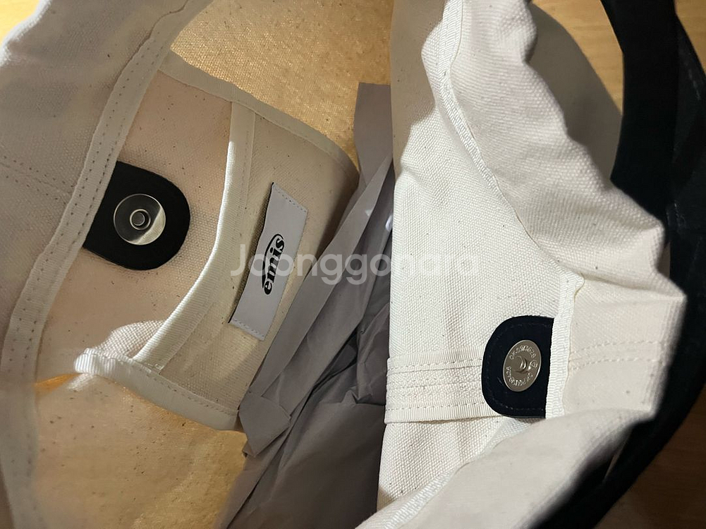 Emis 이미스 캔버스 숄더백 아이보리/블랙--8