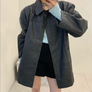 온오프 오버핏 레더 자켓