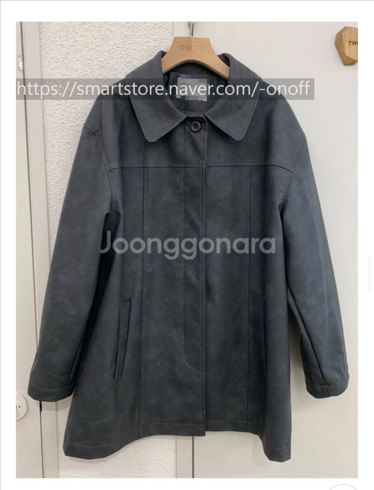 온오프 오버핏 레더 자켓--3