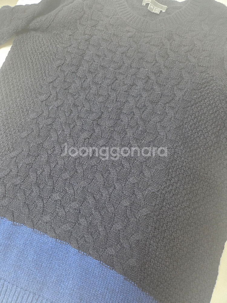 빈스 여성 울 혼방 긴팔 스웨터 네이비앤블루(XS)--8