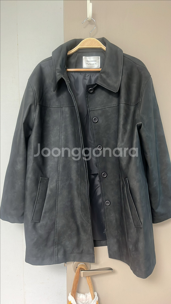 온오프 오버핏 레더 자켓--6