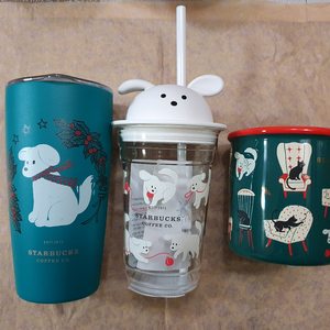 스타벅스 20 홀리데이 도그 텀블러+글라스+머그 일괄판매<택포 서비스포함>