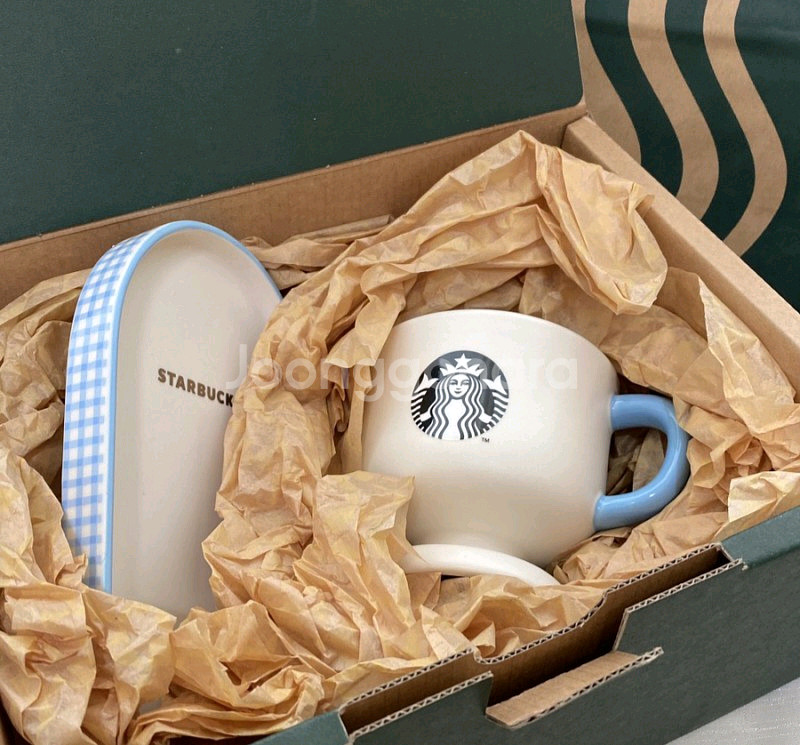 스타벅스 21 스프링 세라믹 블루 머그&소서 237ml--0