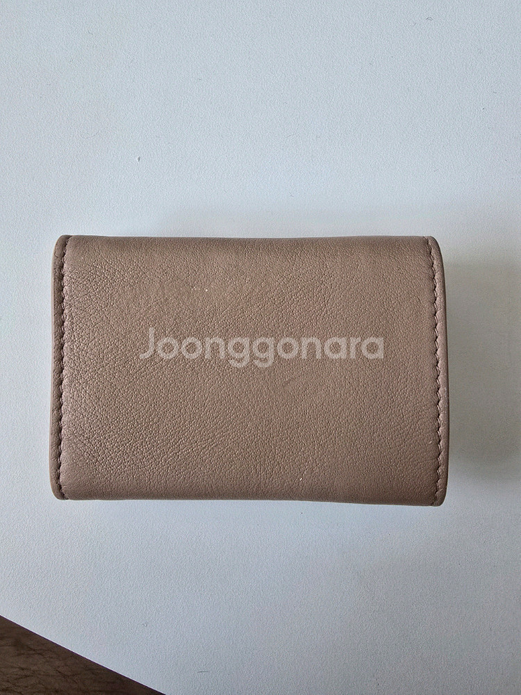 상태 S급 정품 발렌시아가 BALENCIAGA 391446 베이지 레더 파피에 미니 명함 및 카드지갑 팔아요--1