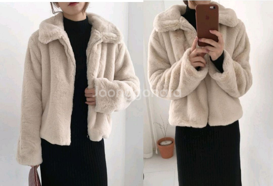 베이지 밍크 퍼자켓--4